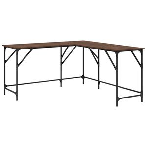 vidaXL Skrivbord brun ek 149x149x75 cm konstruerat tr&auml;