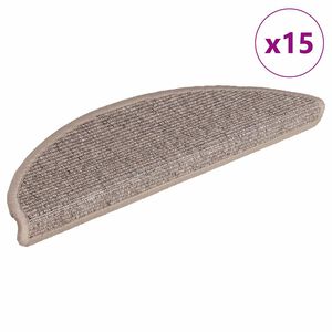 vidaXL Trappmattor 15 st 56x17x3 cm m&ouml;rkbeige halvrunda