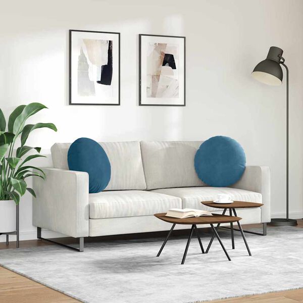 vidaXL Sittkuddar 2 pcs Bl&aring; &Oslash; 40 x 13 cm Sammet