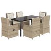 vidaXL Matgrupp f&ouml;r tr&auml;dg&aring;rden med dynor 7 delar beige konstrotting