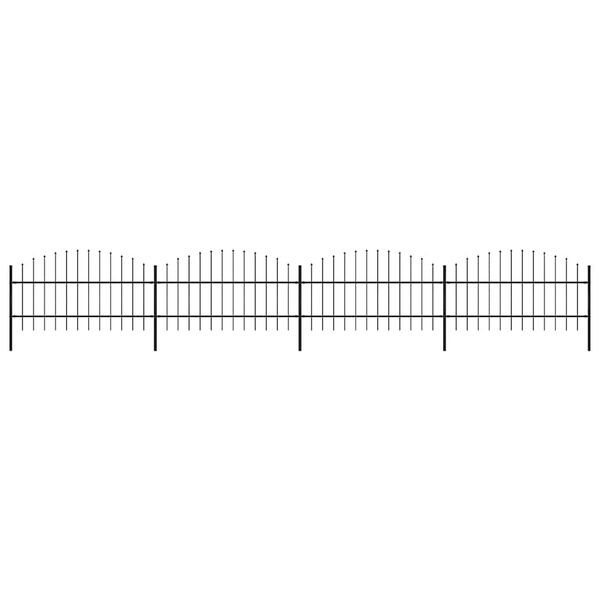 vidaXL Tr&auml;dg&aring;rdsstaket med spjutspets st&aring;l 714,5x100 cm svart