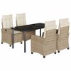 vidaXL Matgrupp f&ouml;r tr&auml;dg&aring;rden med dynor 5 delar beige konstrotting