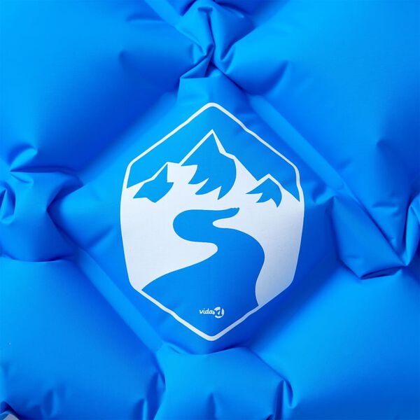 vidaXL Uppbl&aring;sbar campingmadrass med kudde 1 person bl&aring;