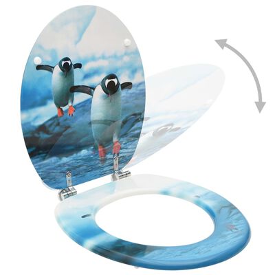 vidaXL Toalettsitsar med lock 2 st MDF pingvin