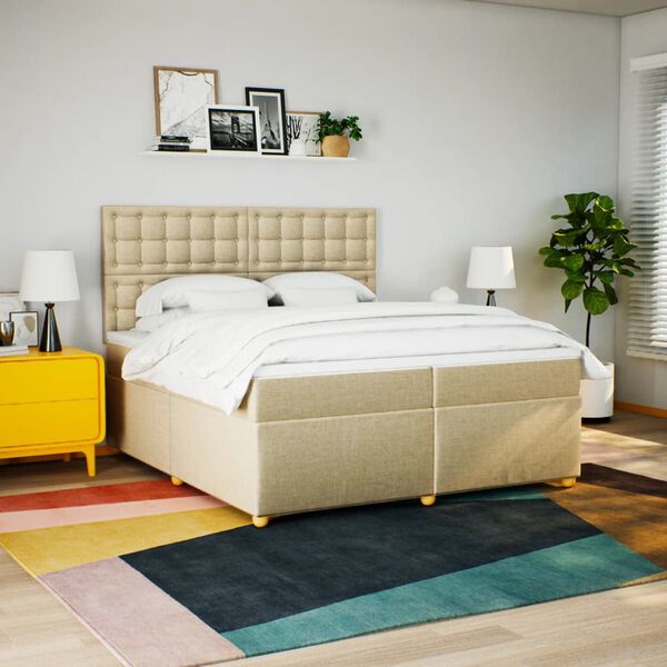 vidaXL Rams&auml;ng med madrass gr&auml;ddvit 200x200 cm tyg