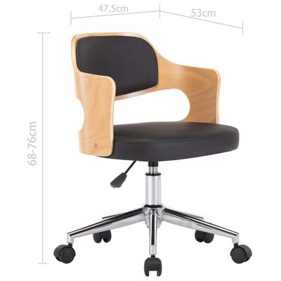 vidaXL Snurrbar kontorsstol böjträ och konstläder svart