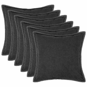 vidaXL Kudd&ouml;verdrag 6 st HOUTEN M&ouml;rkgr&aring; 30 x 30 cm Boucl&eacute;