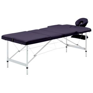 vidaXL Hopf&auml;llbar massageb&auml;nk 3 sektioner aluminium lila