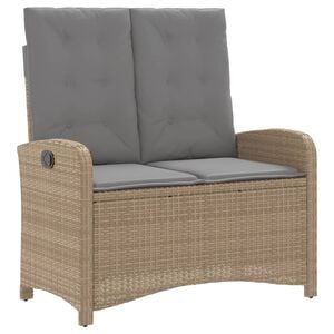 vidaXL Justerbar tr&auml;dg&aring;rdsb&auml;nk med dynor beige konstrotting