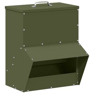vidaXL H&ouml;nsfodertr&aring;g Olivgr&ouml;n 20 x 25 x 35 cm Kallvalsat St&aring;l