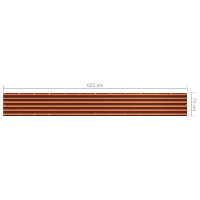 vidaXL Balkongskärm orange och brun 75x600 cm oxfordtyg