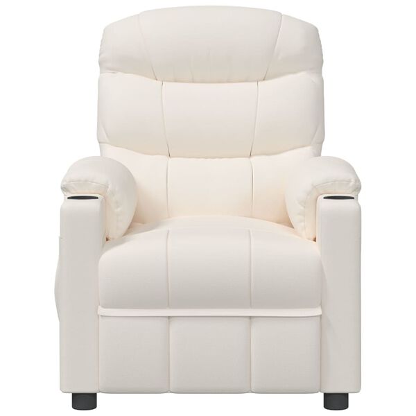 vidaXL Massagef&aring;t&ouml;lj med uppresningshj&auml;lp gr&auml;ddvit konstl&auml;der