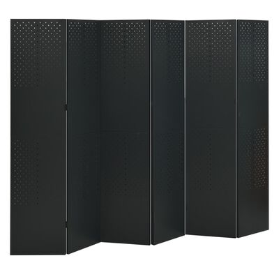 vidaXL Rumsavdelare 6 paneler svart 240x180 cm stål