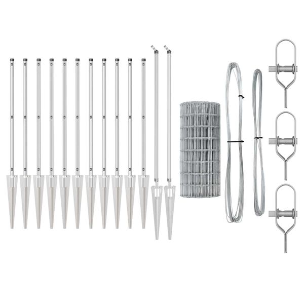 vidaXL St&auml;ngsel med stolpe Silver 1 x 10 m St&aring;l