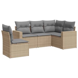 vidaXL Soffgrupp f&ouml;r tr&auml;dg&aring;rden med dynor 5 delar beige konstrotting