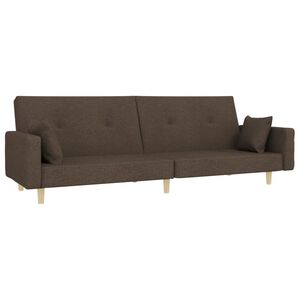 vidaXL B&auml;ddsoffa 2-sits med tv&aring; kuddar taupe tyg