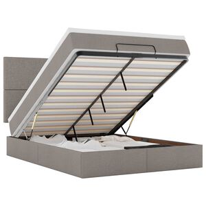 vidaXL Ottoman s&auml;ngram med madrass taupe 140x190 cm tyg