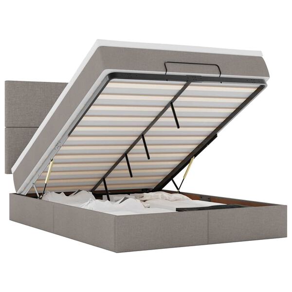 vidaXL Ottoman s&auml;ngram med madrass taupe 140x190 cm tyg