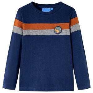 vidaXL T-shirt med l&aring;nga &auml;rmar f&ouml;r barn marinbl&aring; 104
