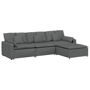 vidaXL Modulsoffa med fotpall och dynor m&ouml;rkgr&aring;