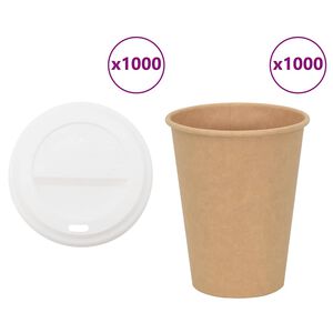 vidaXL Kaffekoppar i papper med lock 1000 st 12oz 300ml