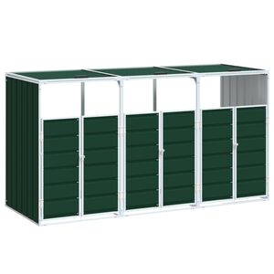 vidaXL Soptunna f&ouml;r tre soptunnor gr&ouml;n 216x81x115 cm st&aring;l