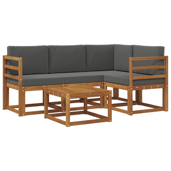 vidaXL Utomhussoffset med kudde 5 pcs Naturlig och Antracit