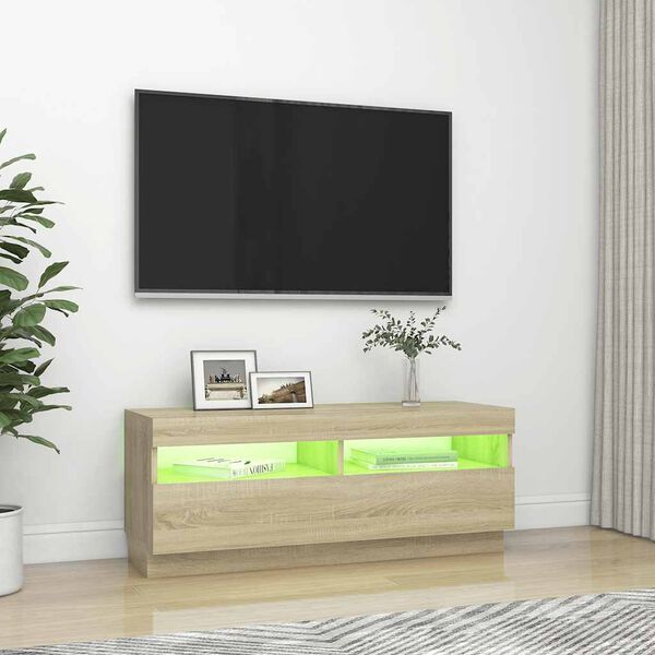 vidaXL TV-bänk med LED-belysning sonoma-ek 100x35x40 cm