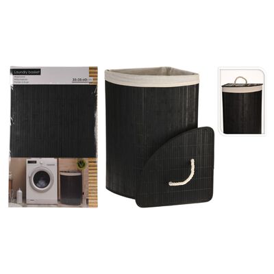 Bathroom Solutions Tvättkorg hörn bambu svart