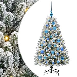 vidaXL Konstgjord julgran 120 cm 150 LED-lampor Varmvit PVC och st&aring;l