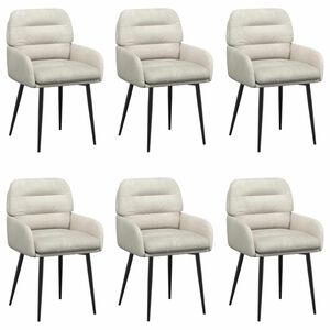 vidaXL Matstolar 6 st Sammet Gr&auml;ddvit 59 x 59,5 x 90 cm
