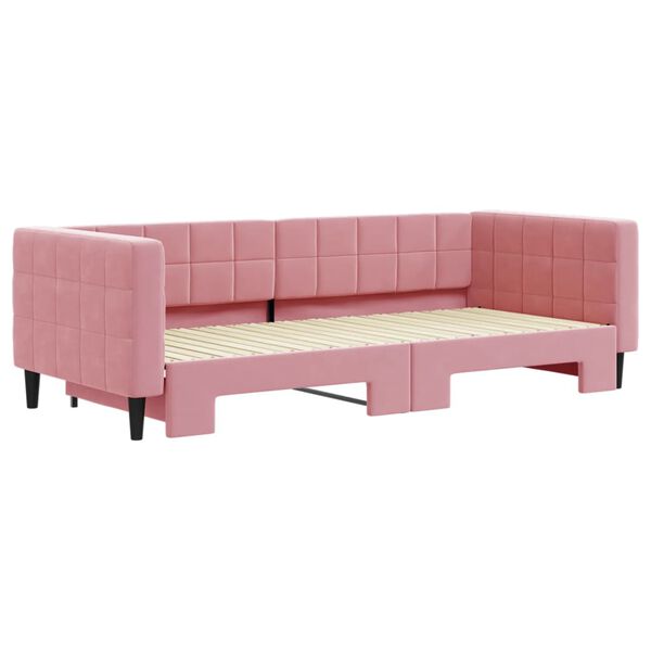 vidaXL Dagbädd utdragbar rosa 90x200 cm sammet