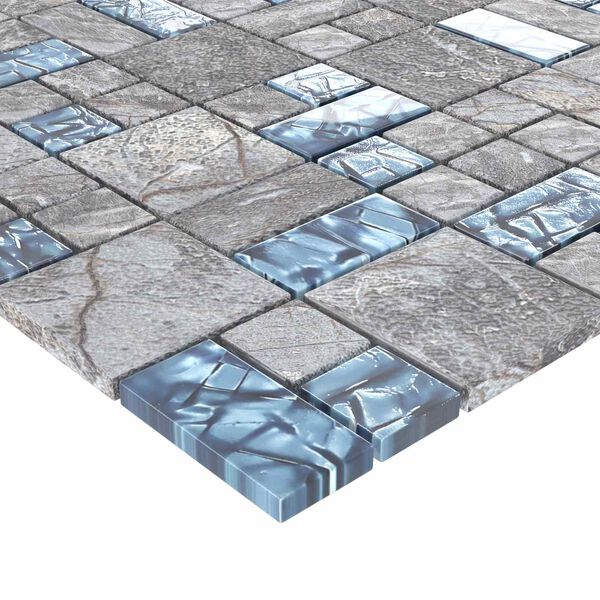 vidaXL Mosaikplattor 11 pcs Gr&aring; och Bl&aring; 50 x 50 cm Glas