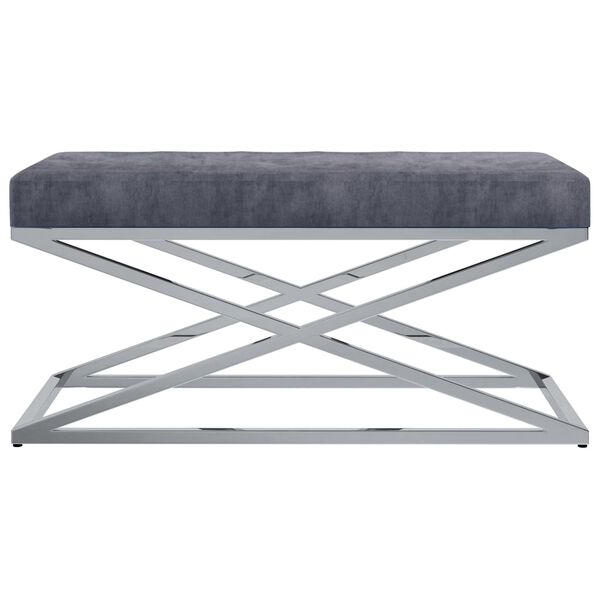 vidaXL B&auml;nk 97 cm gr&aring; sammetstyg och rostfritt st&aring;l