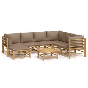 vidaXL Loungegrupp 8 delar taupe dynor bambu