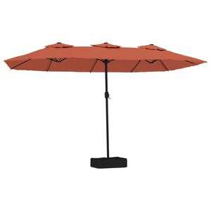 vidaXL Tr&auml;dg&aring;rdsparasoll dubbelt terrakotta 449x265 cm