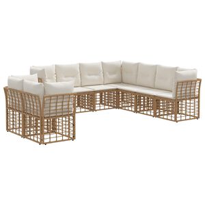 vidaXL Utomhussoffset 9-sits Naturlig Polyester