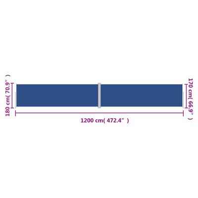 vidaXL Infällbar sidomarkis blå 180x1200 cm