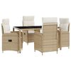 vidaXL Utomhusmatbord 5 st Beige och kr&auml;mvit konstrotting