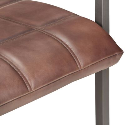 vidaXL Fribärande matstolar 4 st brun nött äkta läder