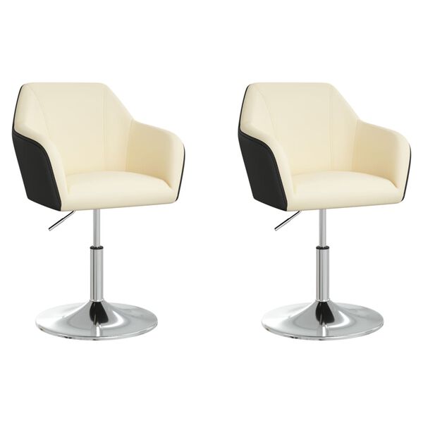 vidaXL Matstolar 2 st gr&auml;ddvit och svart konstl&auml;der