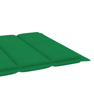 vidaXL Solsäng med grön dyna massiv teak