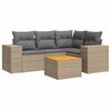vidaXL Soffgrupp f&ouml;r tr&auml;dg&aring;rden med dynor 5 delar beige konstrotting