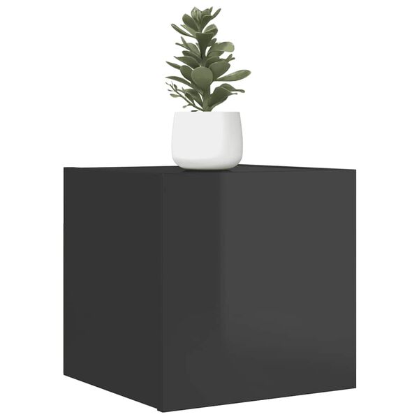 vidaXL Väggmonterad tv-bänk grå högglans 30,5x30x30 cm