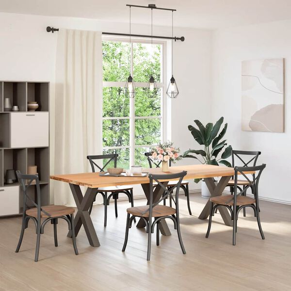 vidaXL Matbordsben X-formade 3 st naturst&aring;l 80x(72-73) cm st&aring;l