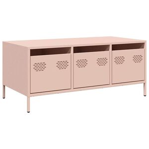 vidaXL Soffbord rosa 101,5x50x43,5 cm kallvalsat st&aring;l