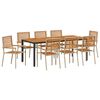 vidaXL Tr&auml;dg&aring;rdsm&ouml;belset 9 pcs Beige och brun konstrotting