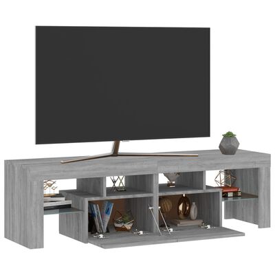 vidaXL Tv-bänk med LED-belysning grå sonoma 140x36,5x40 cm