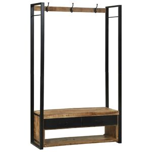 vidaXL Kl&auml;dh&auml;ngare med l&aring;da Brun 110 x 40 x 179 cm Massivt Mangotr&auml;