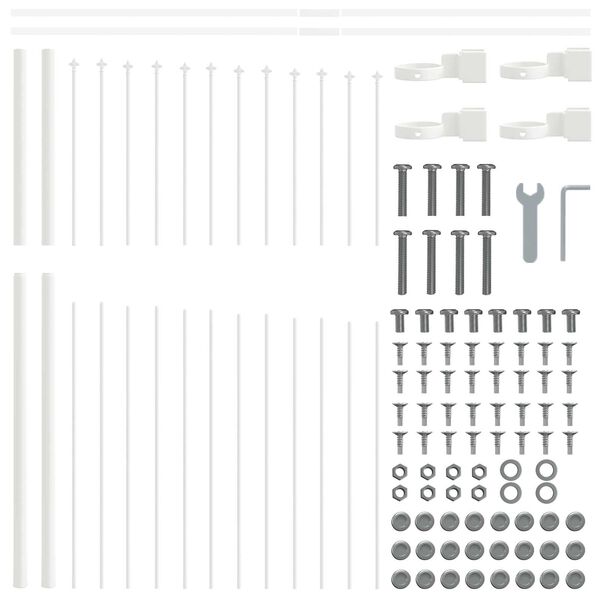 vidaXL Trädgårdsstängsel Vit 170 x 125 cm Pulverlackerat stål